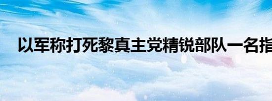 以军称打死黎真主党精锐部队一名指挥官