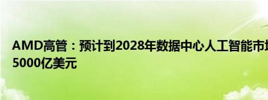 AMD高管：预计到2028年数据中心人工智能市场将增长至5000亿美元