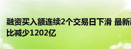 融资买入额连续2个交易日下滑 最新融资额环比减少1202亿