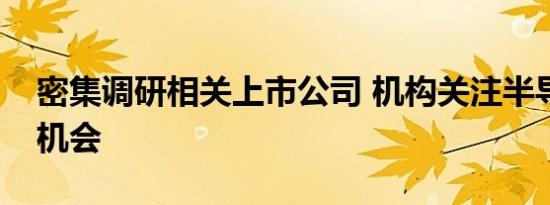 密集调研相关上市公司 机构关注半导体反转机会