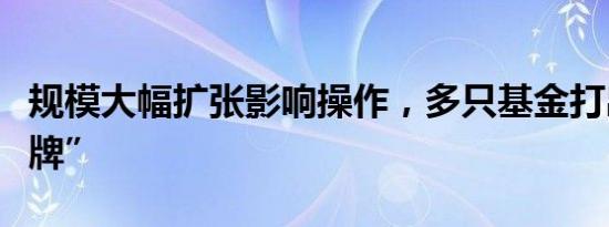 规模大幅扩张影响操作，多只基金打出“限购牌”