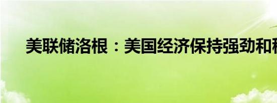 美联储洛根：美国经济保持强劲和稳定