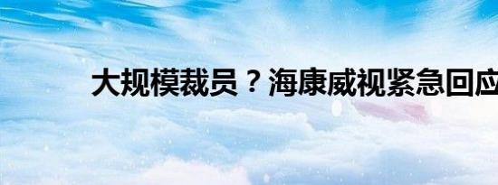 大规模裁员？海康威视紧急回应