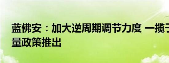 蓝佛安：加大逆周期调节力度 一揽子财政增量政策推出