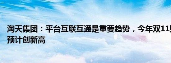 淘天集团：平台互联互通是重要趋势，今年双11购买用户数预计创新高