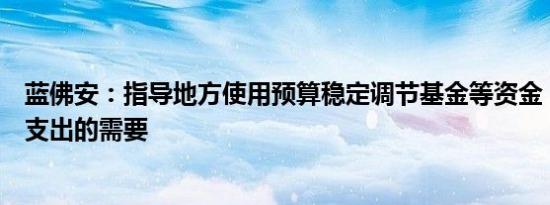 蓝佛安：指导地方使用预算稳定调节基金等资金，保障财政支出的需要