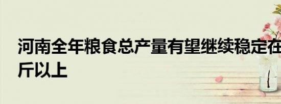 河南全年粮食总产量有望继续稳定在1300亿斤以上