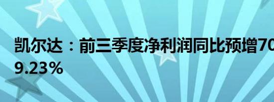 凯尔达：前三季度净利润同比预增70.92%-89.23%