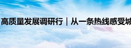 高质量发展调研行｜从一条热线感受城市温度