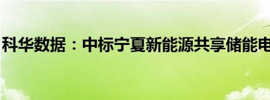 科华数据：中标宁夏新能源共享储能电站项目