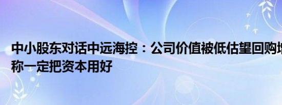 中小股东对话中远海控：公司价值被低估望回购增持 管理层称一定把资本用好