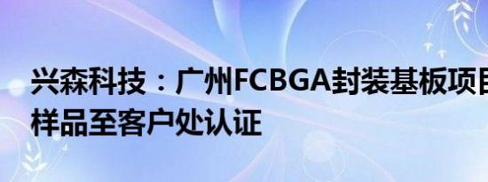 兴森科技：广州FCBGA封装基板项目已交付样品至客户处认证