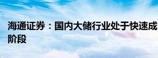 海通证券：国内大储行业处于快速成长的初期阶段