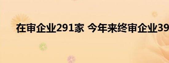 在审企业291家 今年来终审企业393家