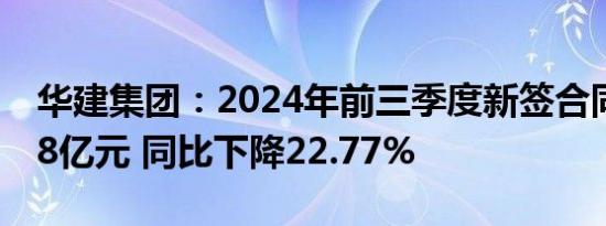 华建集团：2024年前三季度新签合同额68.88亿元 同比下降22.77%