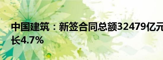 中国建筑：新签合同总额32479亿元 同比增长4.7%