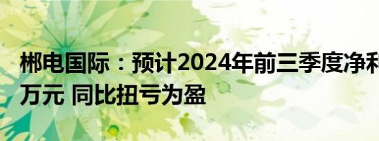 郴电国际：预计2024年前三季度净利润6000万元 同比扭亏为盈