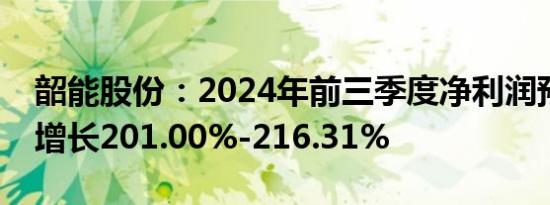 韶能股份：2024年前三季度净利润预计同比增长201.00%-216.31%