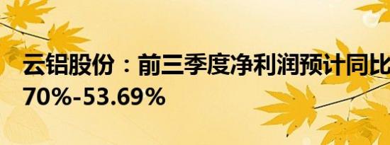 云铝股份：前三季度净利润预计同比增长51.70%-53.69%