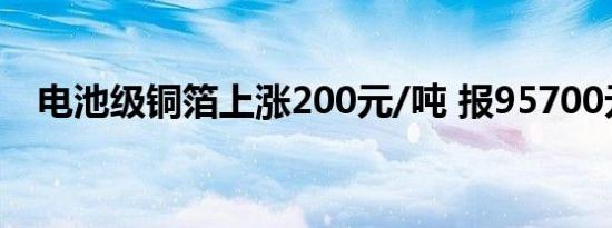 电池级铜箔上涨200元/吨 报95700元/吨