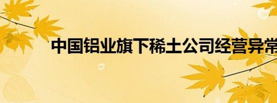 中国铝业旗下稀土公司经营异常