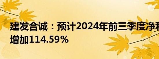 建发合诚：预计2024年前三季度净利润同比增加114.59%