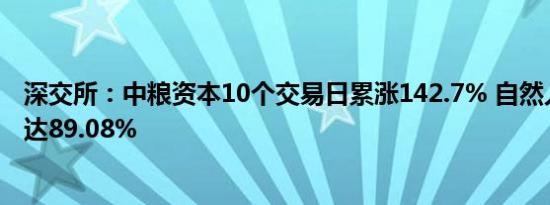 深交所：中粮资本10个交易日累涨142.7% 自然人买入占比达89.08%