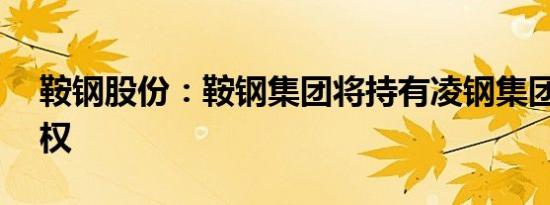 鞍钢股份：鞍钢集团将持有凌钢集团56%股权