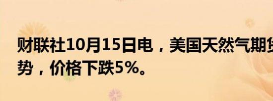 财联社10月15日电，美国天然气期货延续跌势，价格下跌5%。