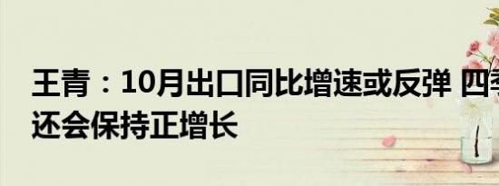 王青：10月出口同比增速或反弹 四季度出口还会保持正增长