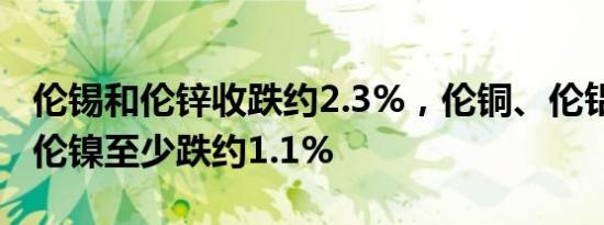 伦锡和伦锌收跌约2.3%，伦铜、伦铝、伦铅、伦镍至少跌约1.1%