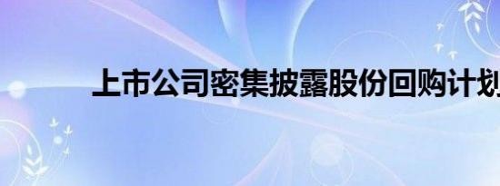 上市公司密集披露股份回购计划