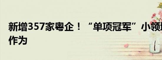 新增357家粤企！“单项冠军”小领域做出大作为