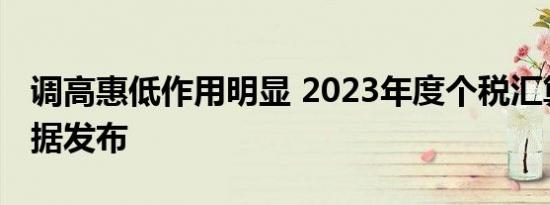 调高惠低作用明显 2023年度个税汇算清缴数据发布