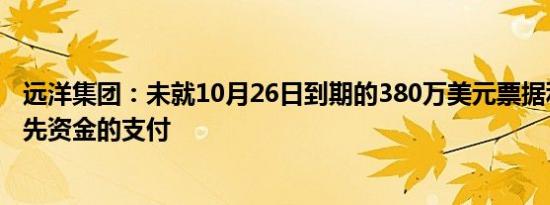 远洋集团：未就10月26日到期的380万美元票据利息作出预先资金的支付