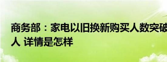 商务部：家电以旧换新购买人数突破1000万人 详情是怎样