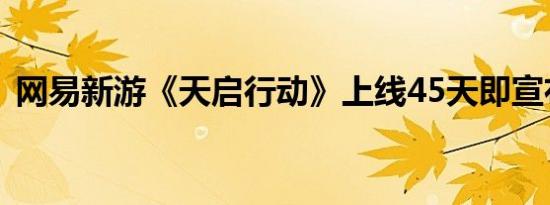 网易新游《天启行动》上线45天即宣布停运