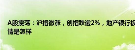 A股震荡：沪指微涨，创指跌逾2%，地产银行板块领涨 详情是怎样