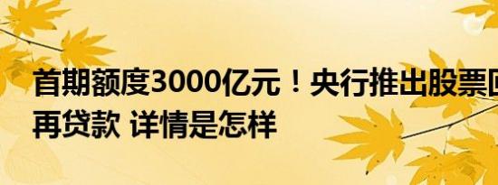 首期额度3000亿元！央行推出股票回购增持再贷款 详情是怎样