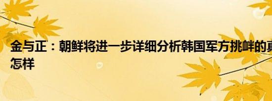 金与正：朝鲜将进一步详细分析韩国军方挑衅的真相 详情是怎样