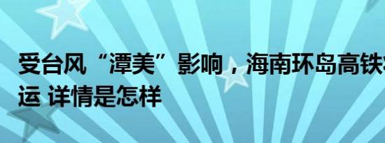 受台风“潭美”影响，海南环岛高铁将全线停运 详情是怎样