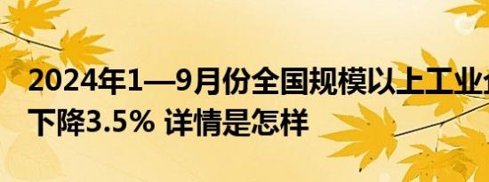 2024年1—9月份全国规模以上工业企业利润下降3.5% 详情是怎样