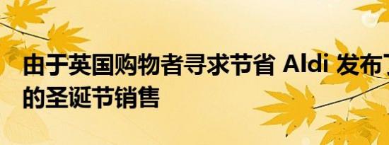 由于英国购物者寻求节省 Aldi 发布了创纪录的圣诞节销售