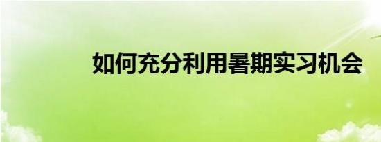 如何充分利用暑期实习机会