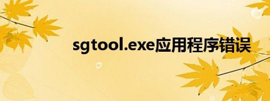 sgtool.exe应用程序错误