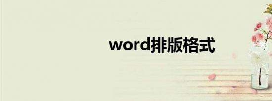 word排版格式