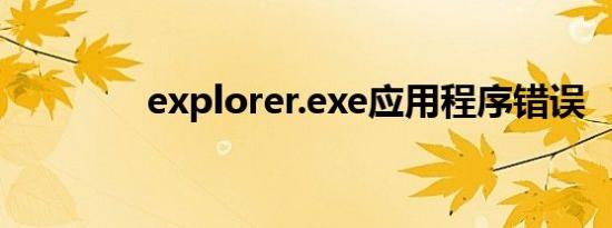 explorer.exe应用程序错误