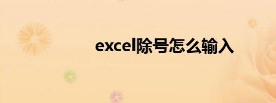 excel除号怎么输入