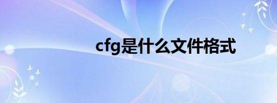 cfg是什么文件格式