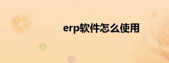 erp软件怎么使用